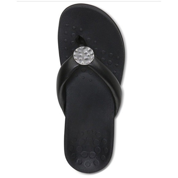 Vionic Lida‎ Thong Post Sandal Arch Support Womens 6 Medium Black New - Picture 8 of 9